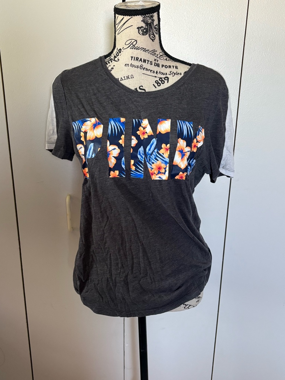 Victoria's Secret PINK Charcoal Crewneck Tee